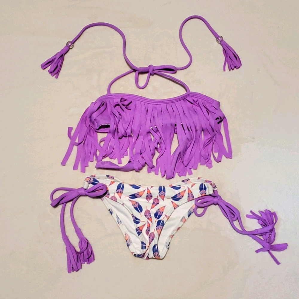 Kim & Li Purple Fringe Two Piece Swim